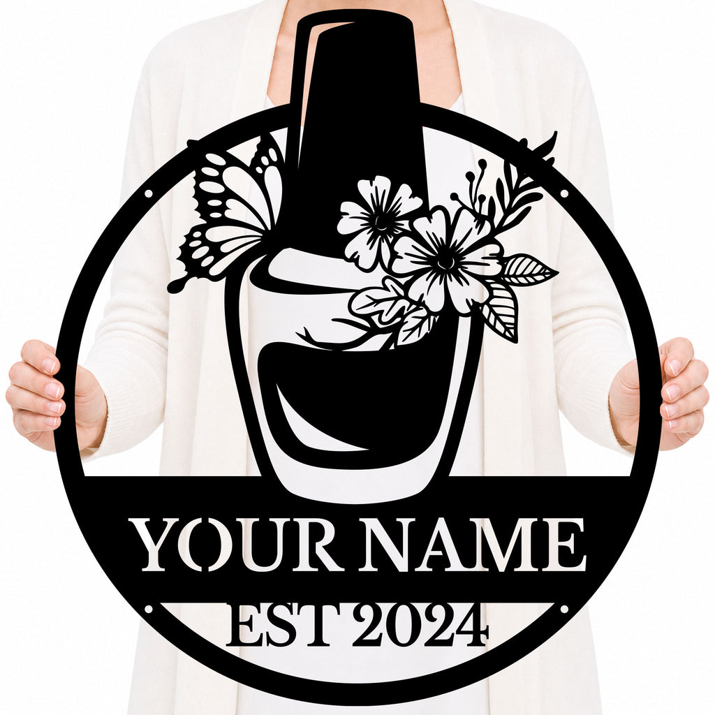 Personalized Nail Salon Metal Sign, Custom Text Beauty Room Decor