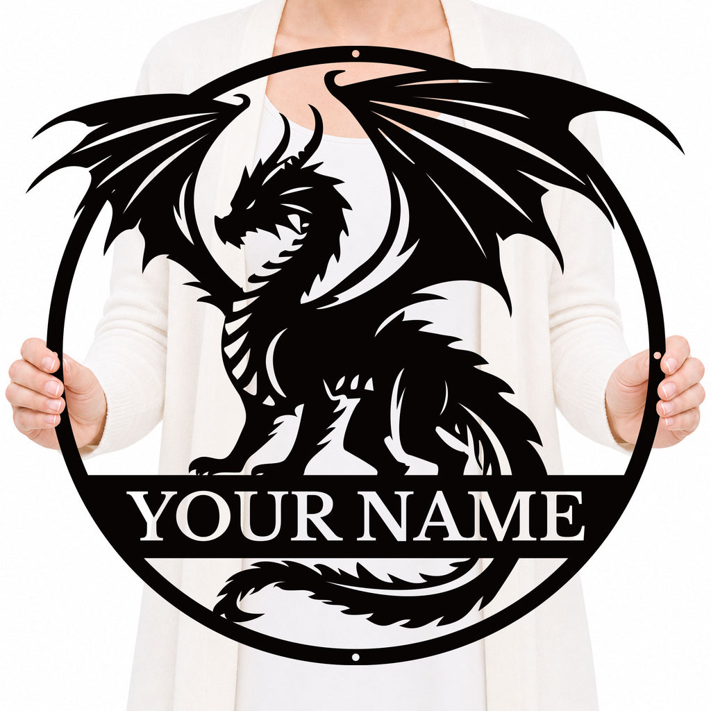 Custom Dragon Metal Sign – Personalized Name Wall Decor