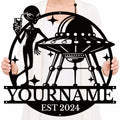 Personalized Alien UFO Metal Sign – Custom Name Wall Decor