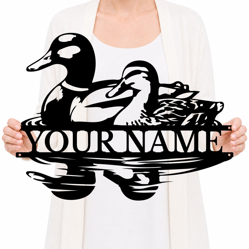 Personalized Duck Metal Sign, Custom Text Waterfowl Wall Decor