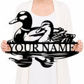 Personalized Duck Metal Sign, Custom Text Waterfowl Wall Decor