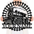 Personalized Train Metal Sign, Custom Text Railroad Wall Decor