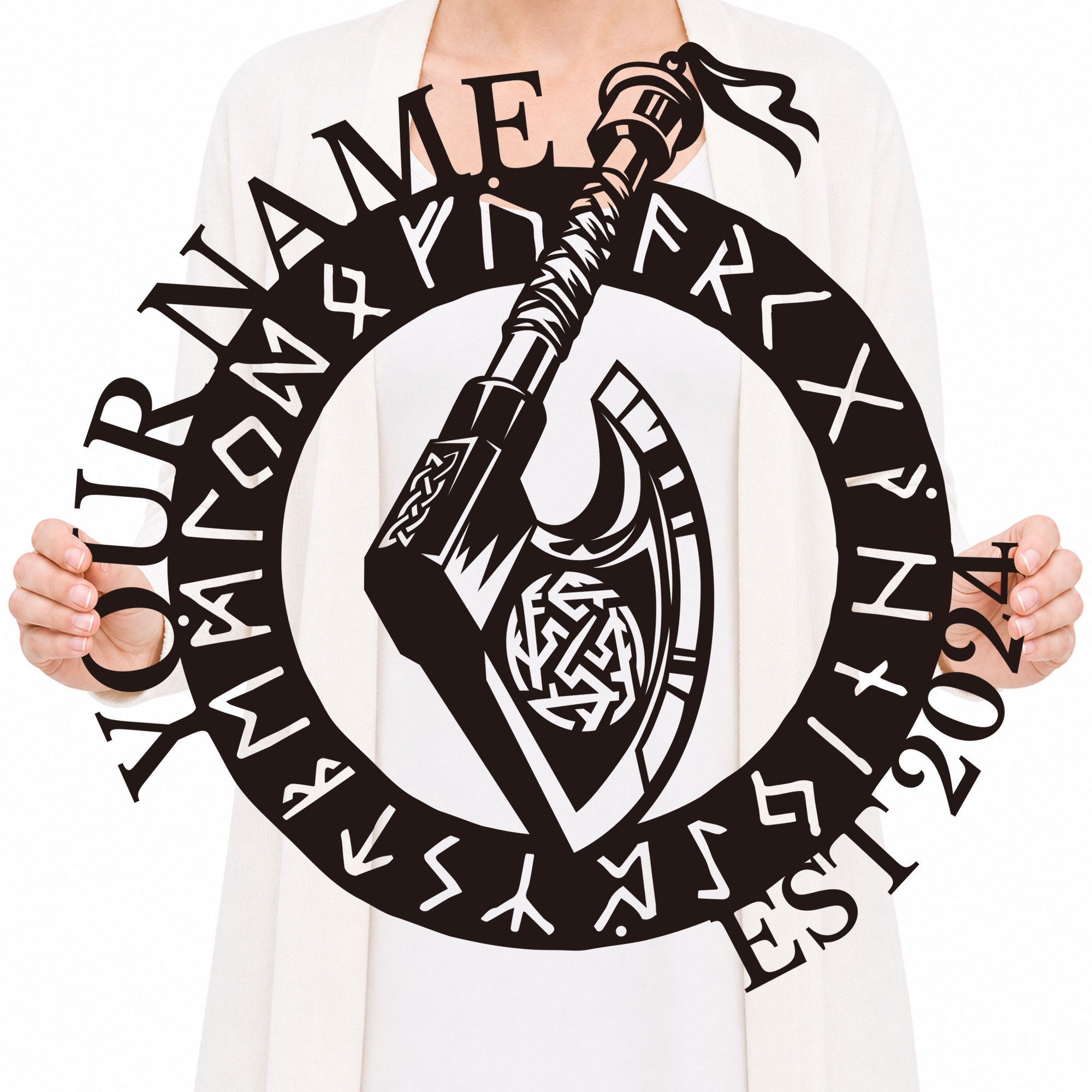 Personalized Viking Axe Metal Sign, Custom Text Norse Wall Decor