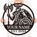 Personalized Viking Warrior Metal Sign, Custom Text Norse Wall Decor