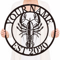 Personalized Lobster Metal Sign, Custom Text Coastal Wall Decor