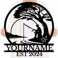 Personalized Fishing Metal Sign – Custom Name Wall Decor