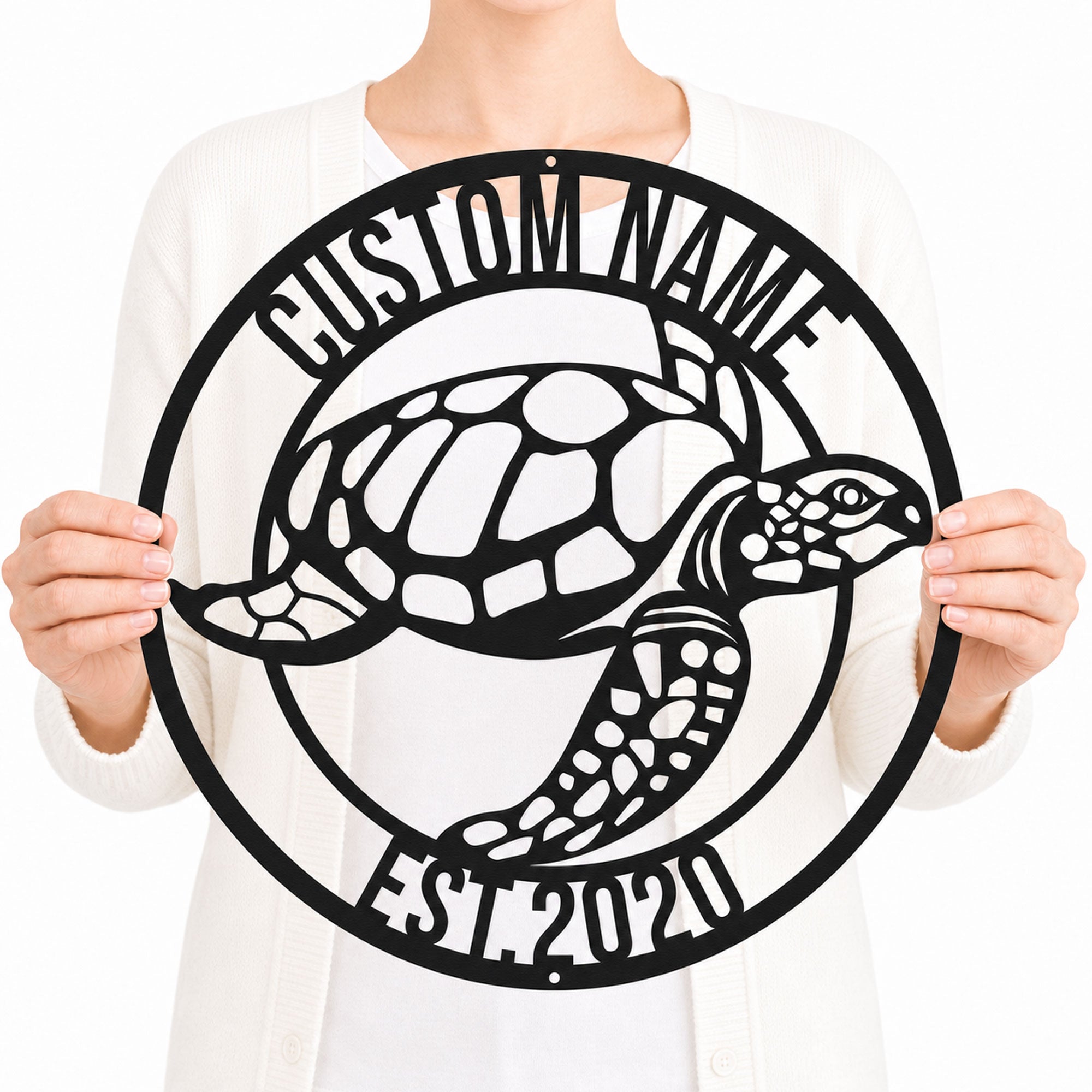 Personalized Sea Turtle Metal Sign | Custom Name & Established Year Wall Decor