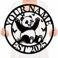 Personalized Panda Metal Sign – Custom Name Wall Decor