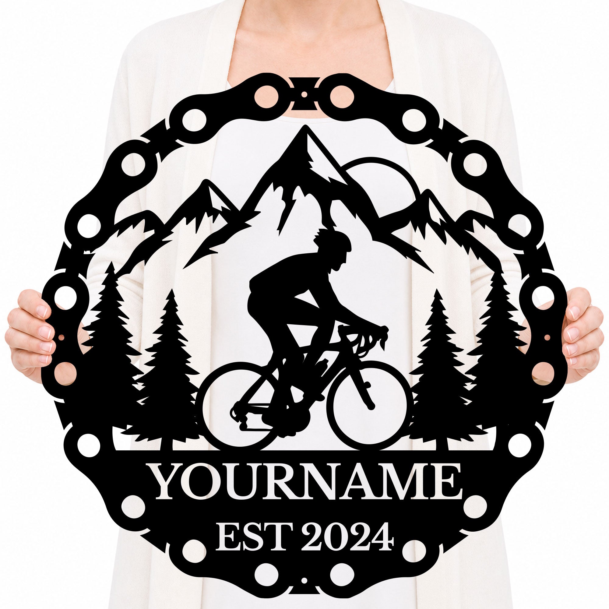 Personalized Cycling Metal Sign – Custom Name Wall Decor