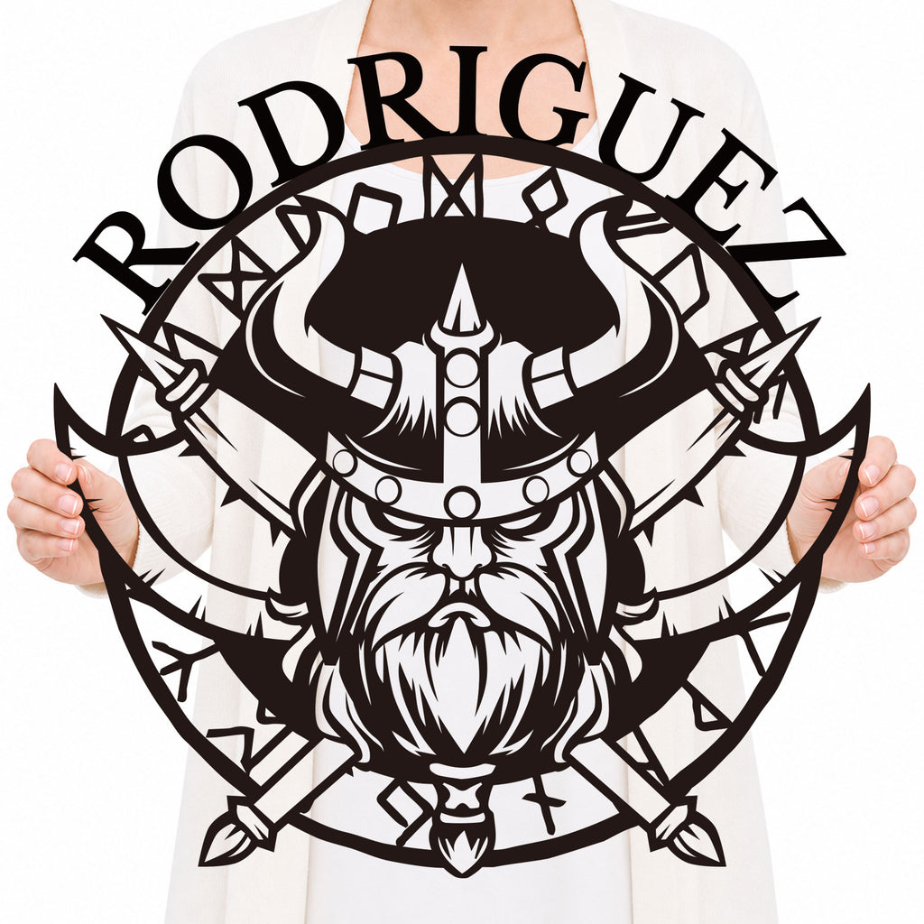 Personalized Viking Helmet Metal Sign, Custom Text Norse Wall Decor
