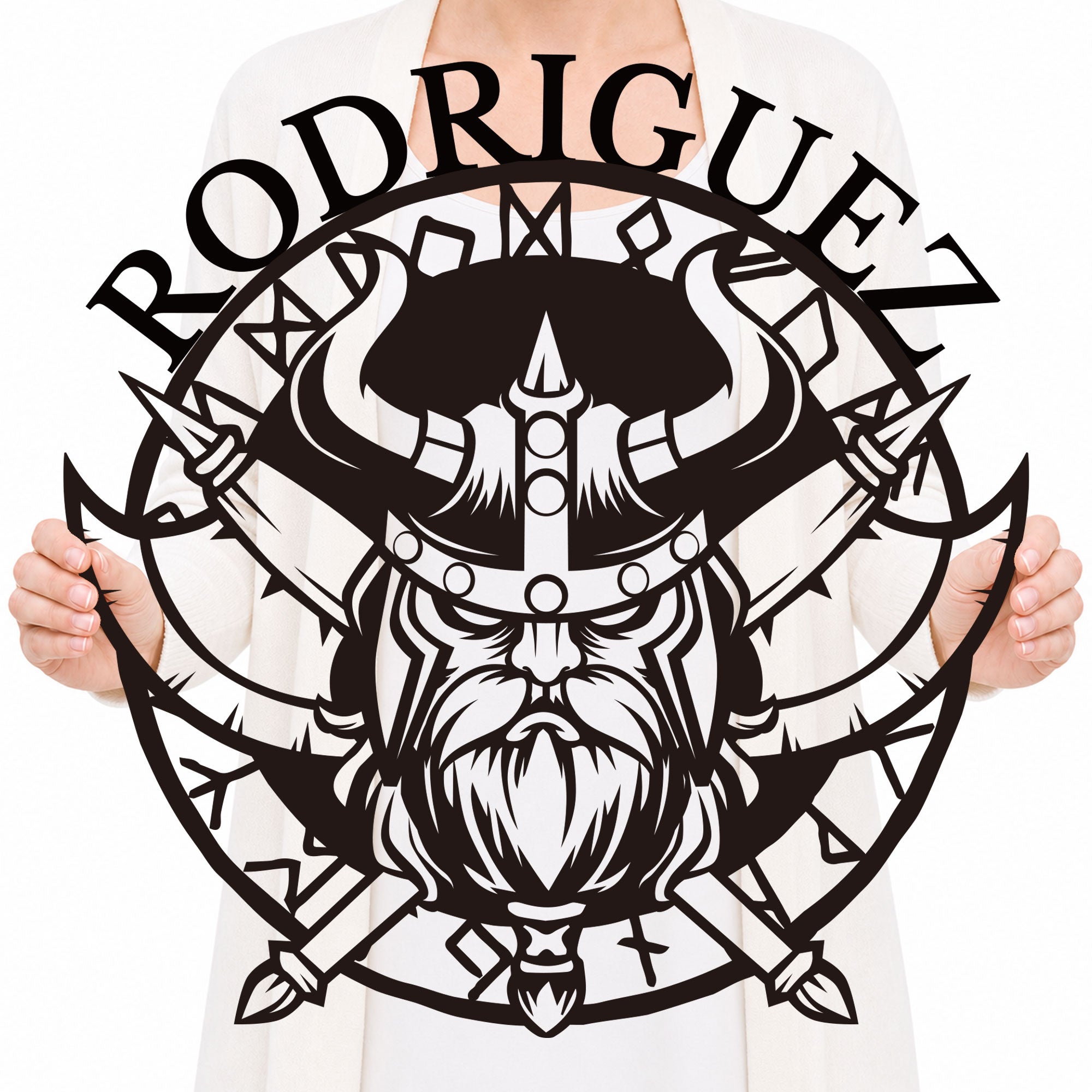 Personalized Viking Helmet Metal Sign, Custom Text Norse Wall Decor