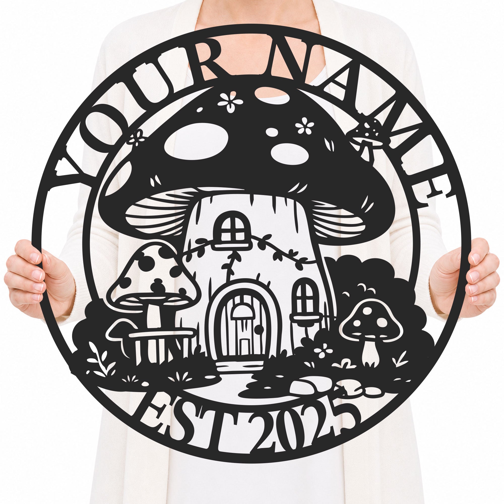 Personalized Mushroom House Metal Sign
