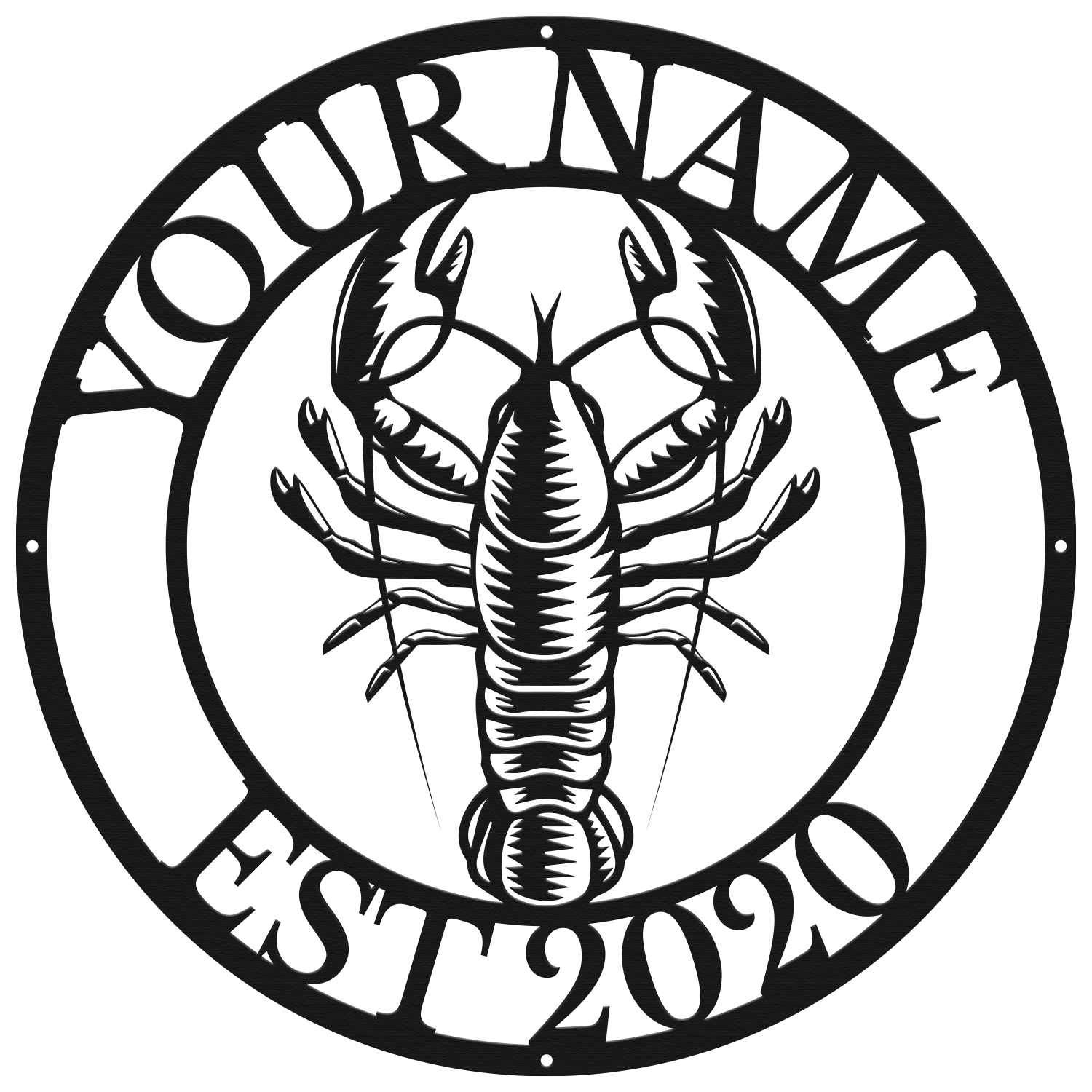 Personalized Lobster Metal Sign, Custom Text Coastal Wall Decor