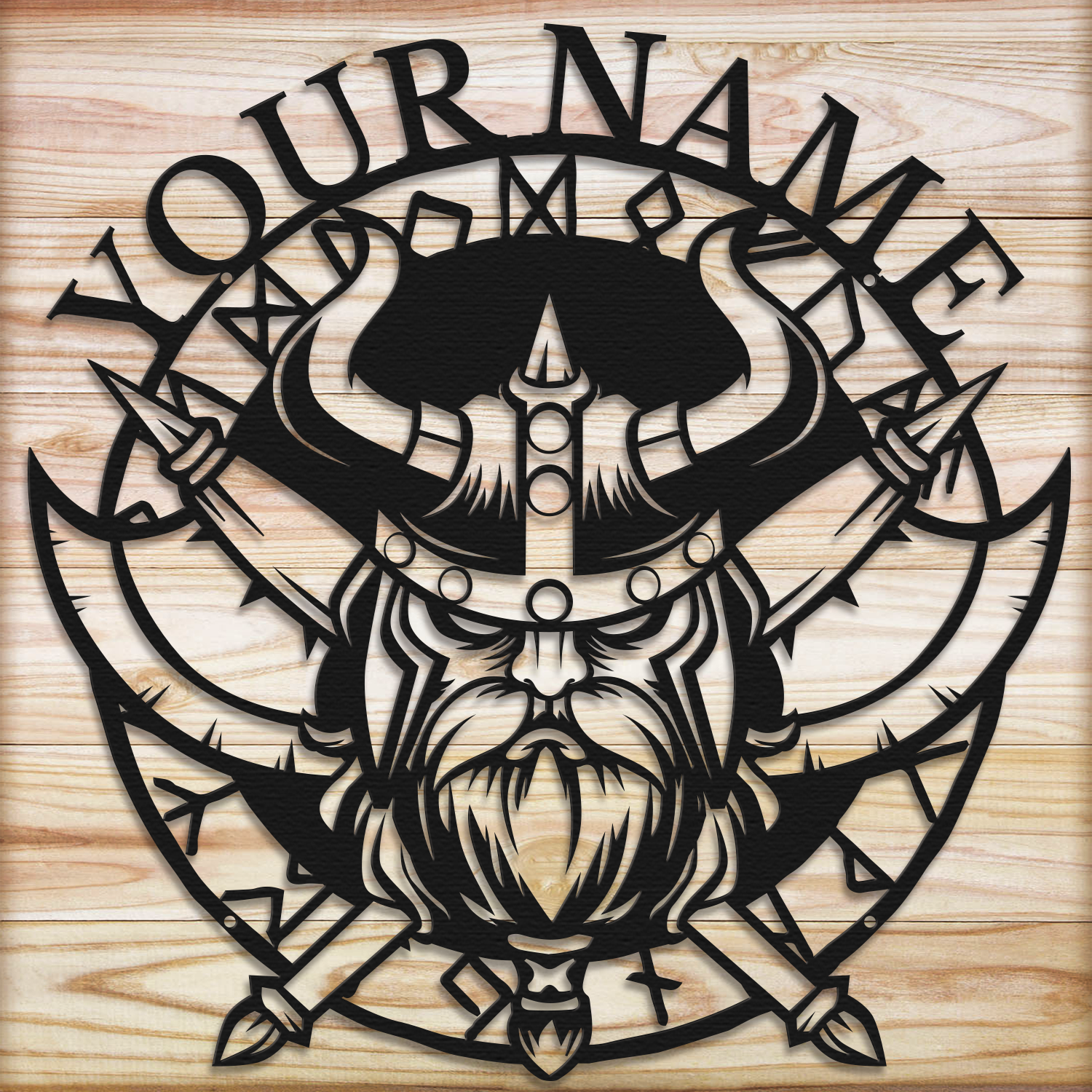 Personalized Viking Helmet Metal Sign, Custom Text Norse Wall Decor
