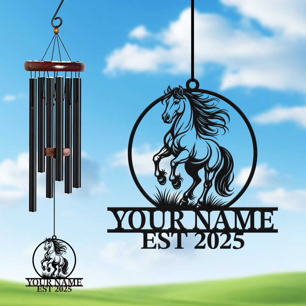 Personalized Rearing Horse Wind Chime