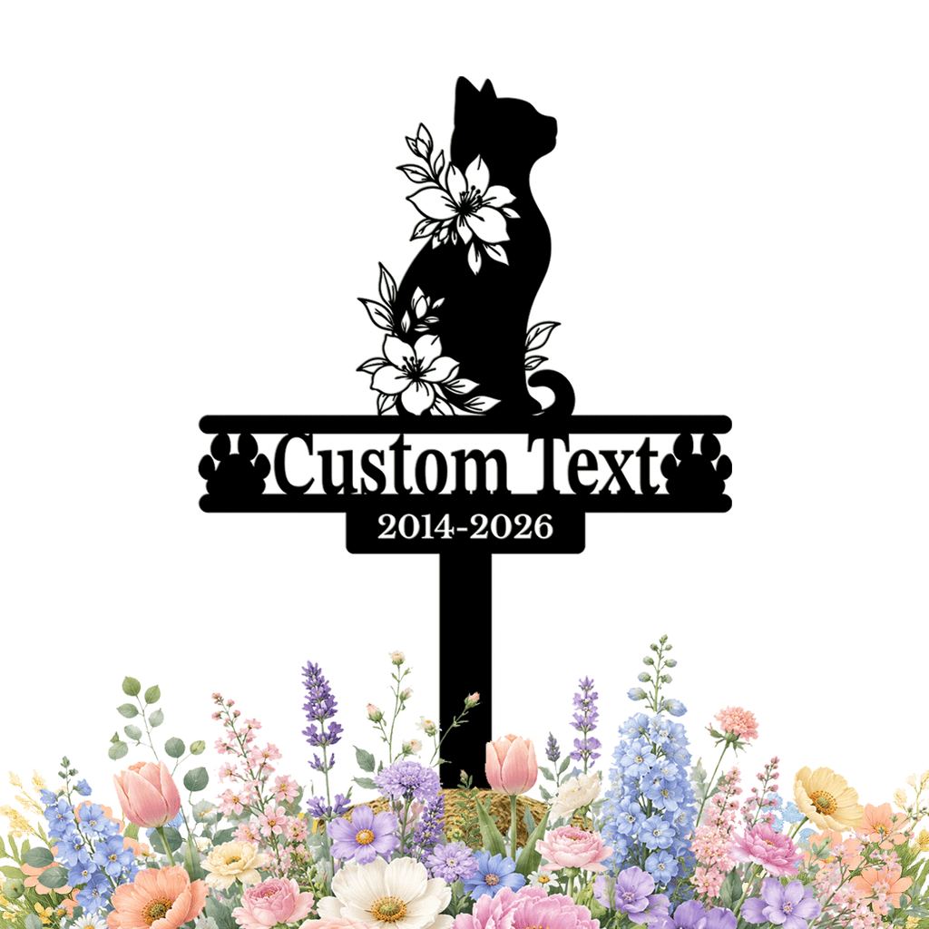 Personalized Cat Memorial Garden Stake | Custom Cat Memorial Metal Sign