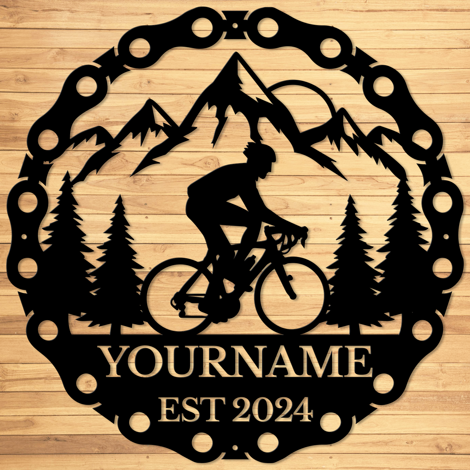 Personalized Cycling Metal Sign – Custom Name Wall Decor