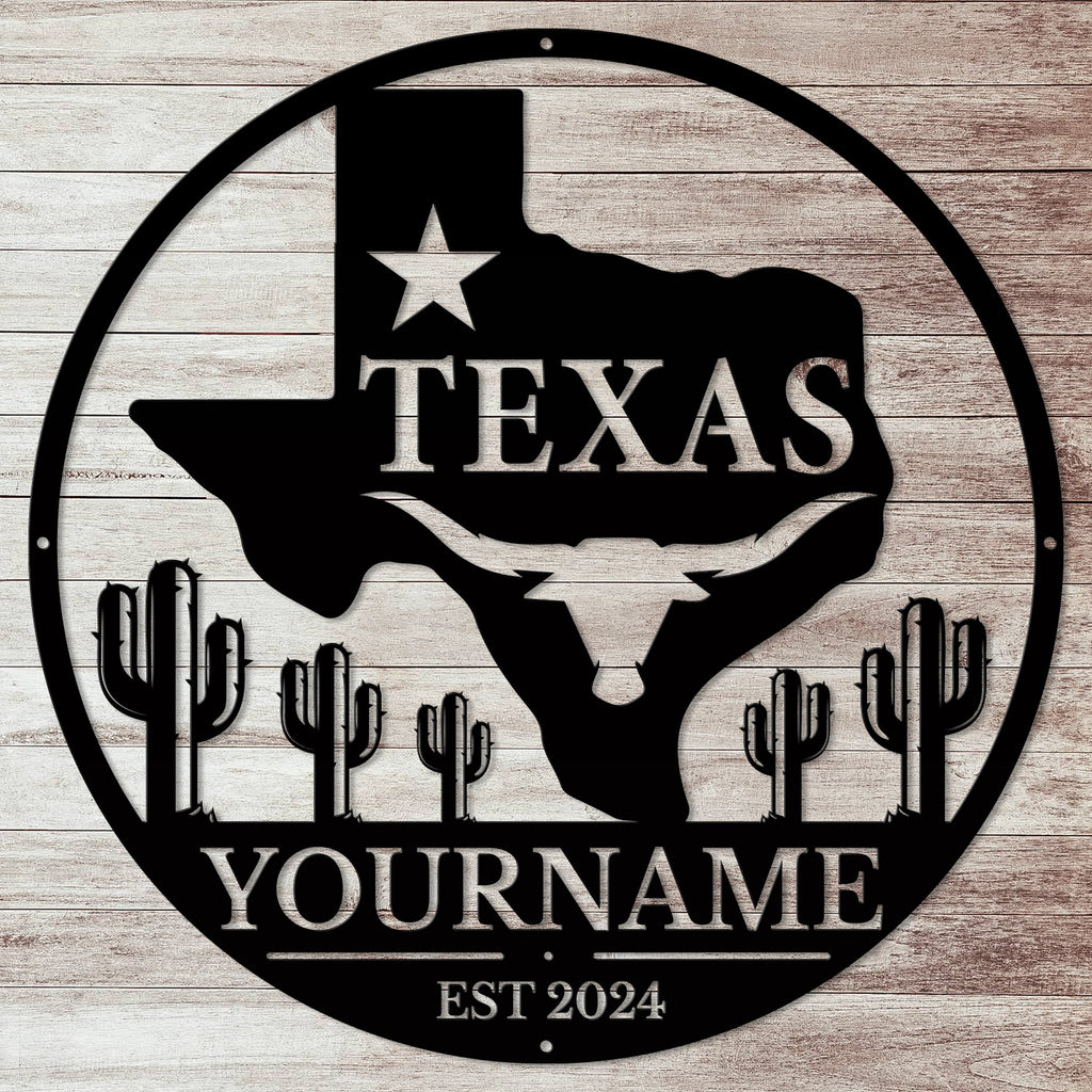 Personalized Texas Metal Sign – Custom Name Wall Decor