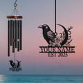 Personalized Raven Moon Rose Wind Chime