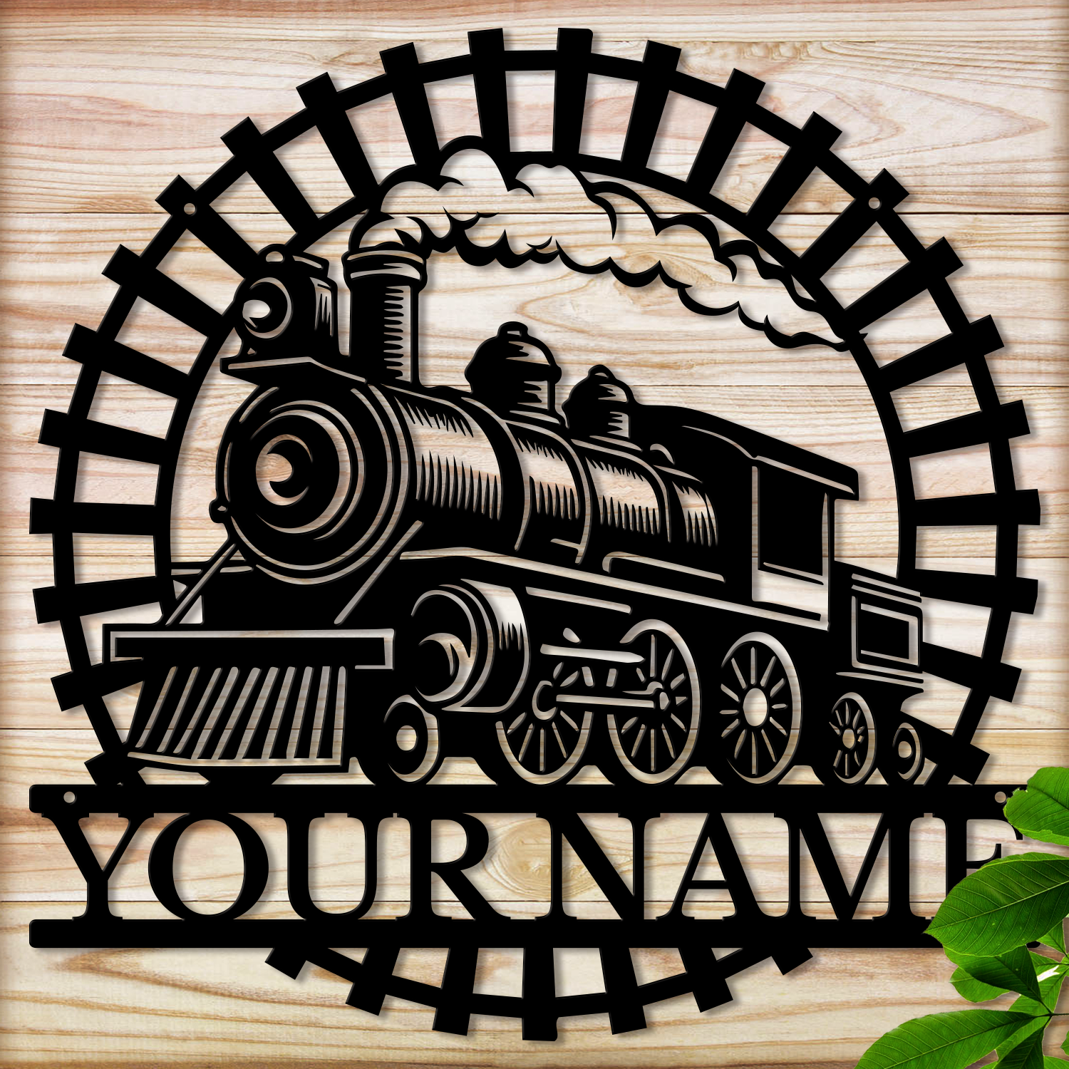 Personalized Train Metal Sign, Custom Text Railroad Wall Decor