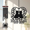 Personalized Two Cats Heart Wind Chime