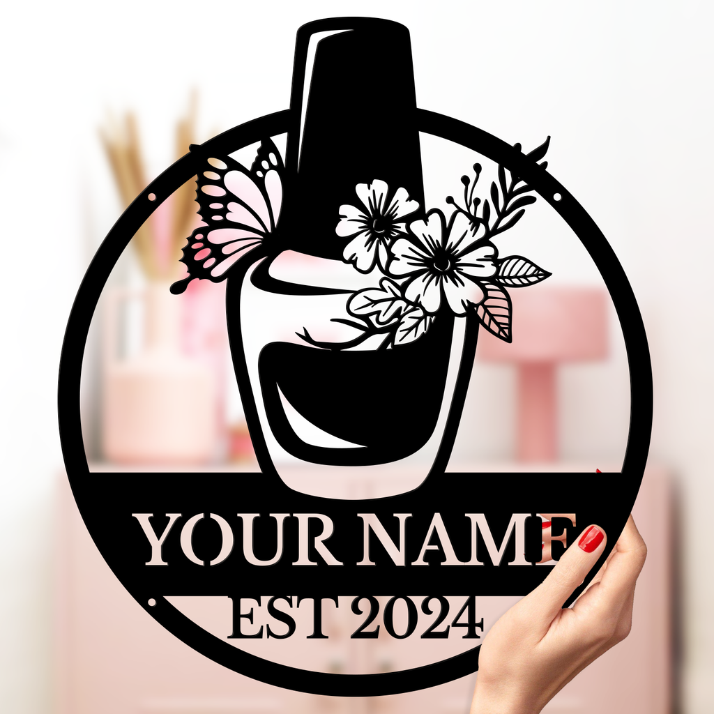Personalized Nail Salon Metal Sign, Custom Text Beauty Room Decor