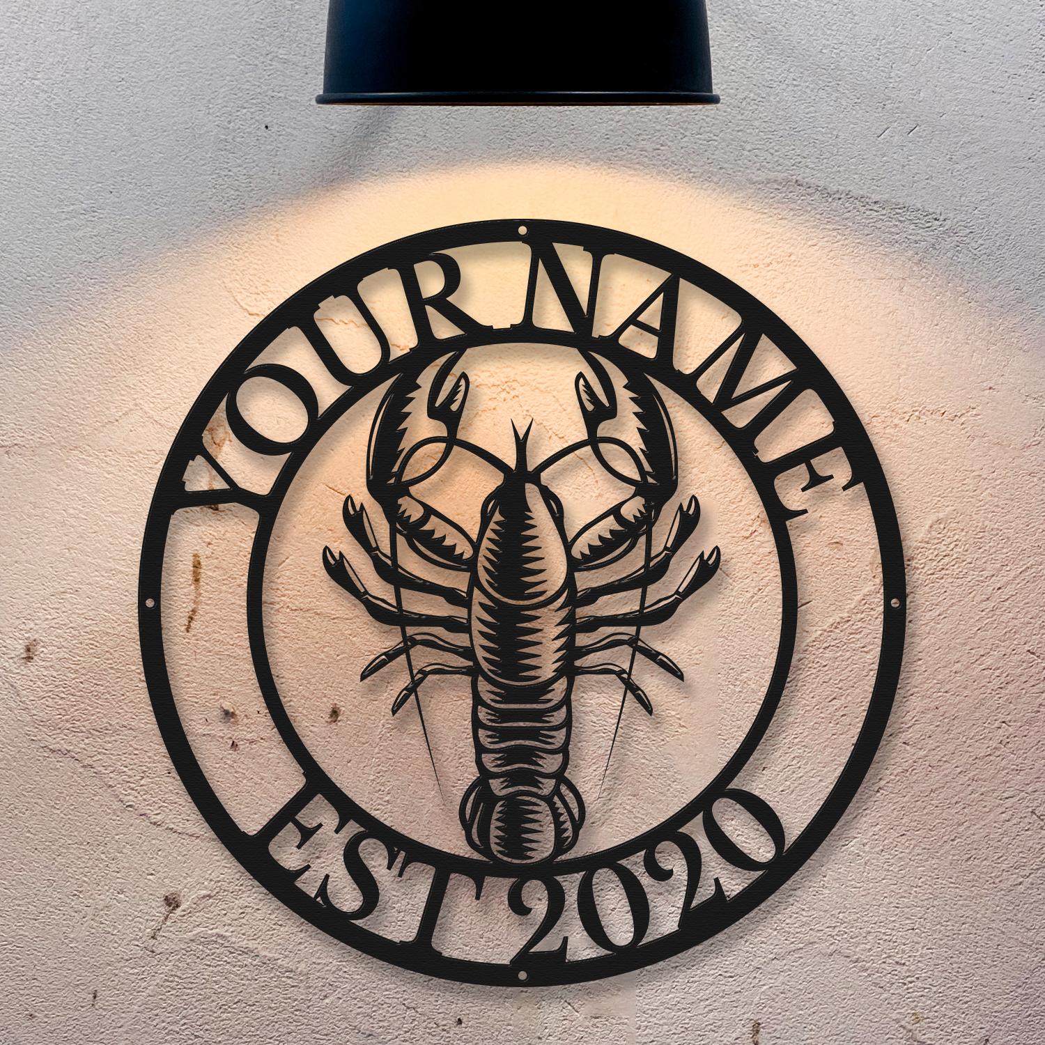 Personalized Lobster Metal Sign, Custom Text Coastal Wall Decor