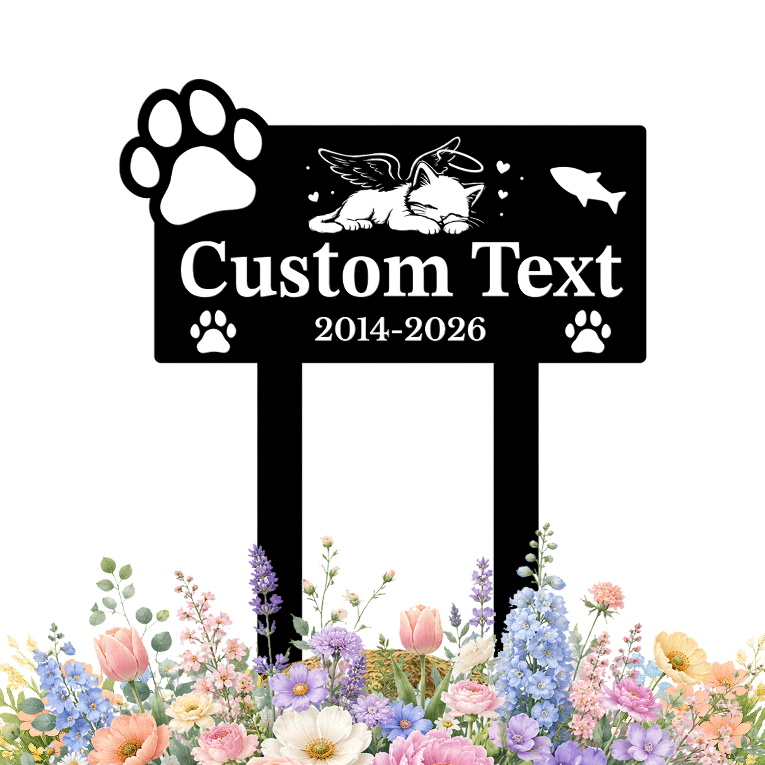 Personalized Cat Memorial Garden Stake | Custom Cat Memorial Metal Sign