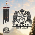 Personalized Viking Raven Compass Wind Chime