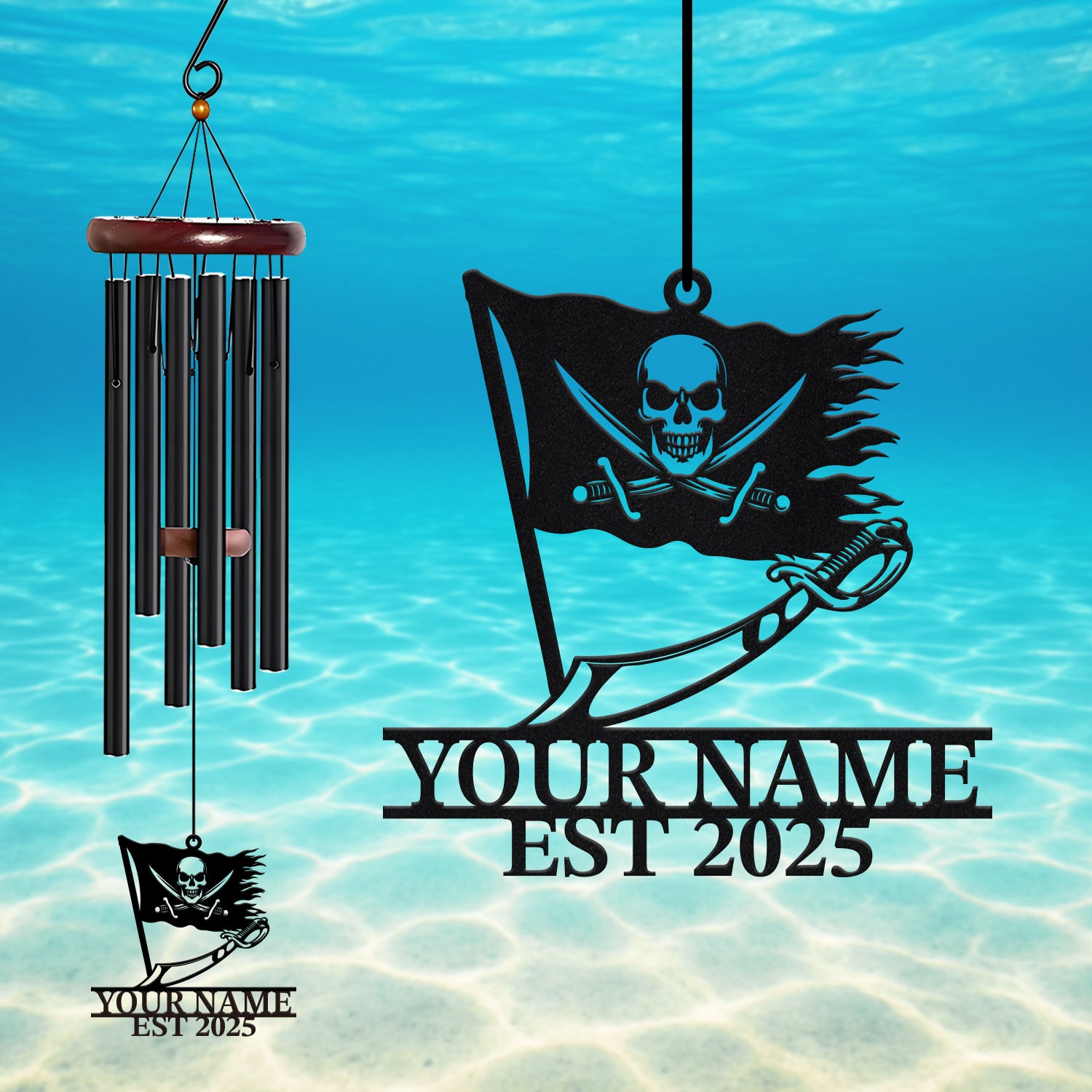 Personalized Pirate Flag Wind Chime
