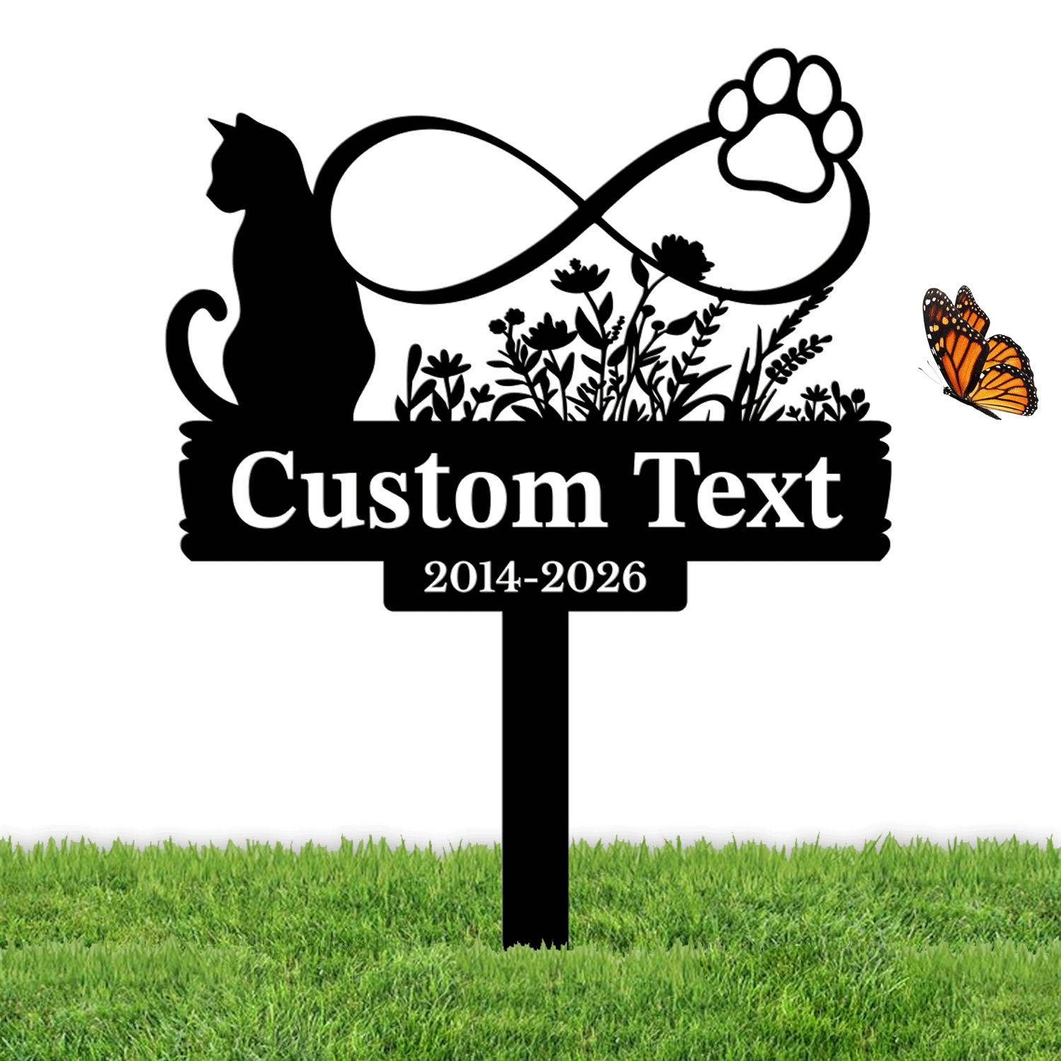 Personalized Cat Memorial Garden Stake | Custom Cat Memorial Metal Sign