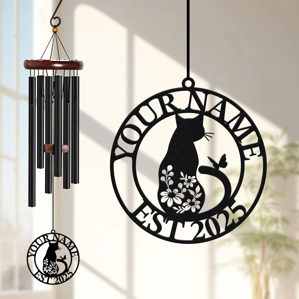 Personalized Cat Butterfly Wind Chime