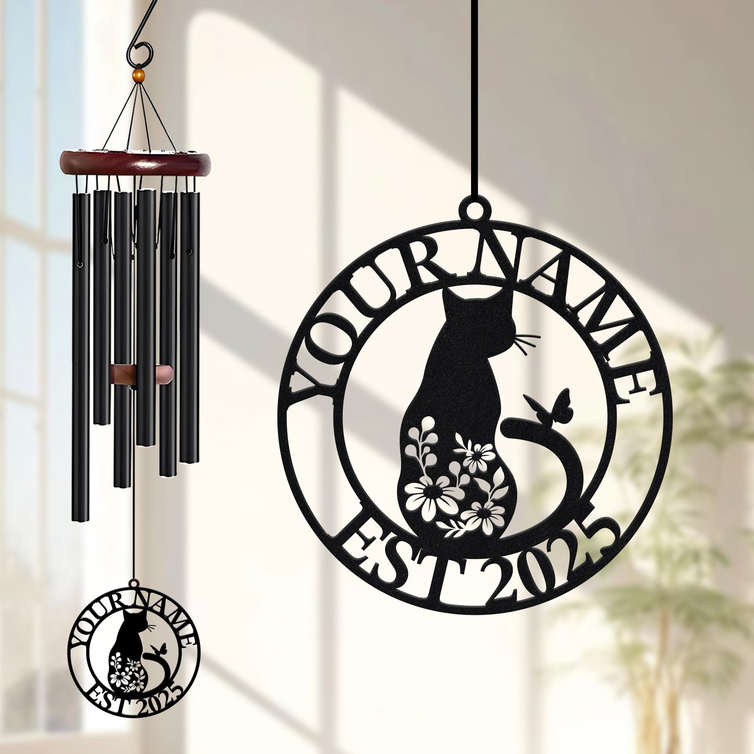Personalized Cat Butterfly Wind Chime