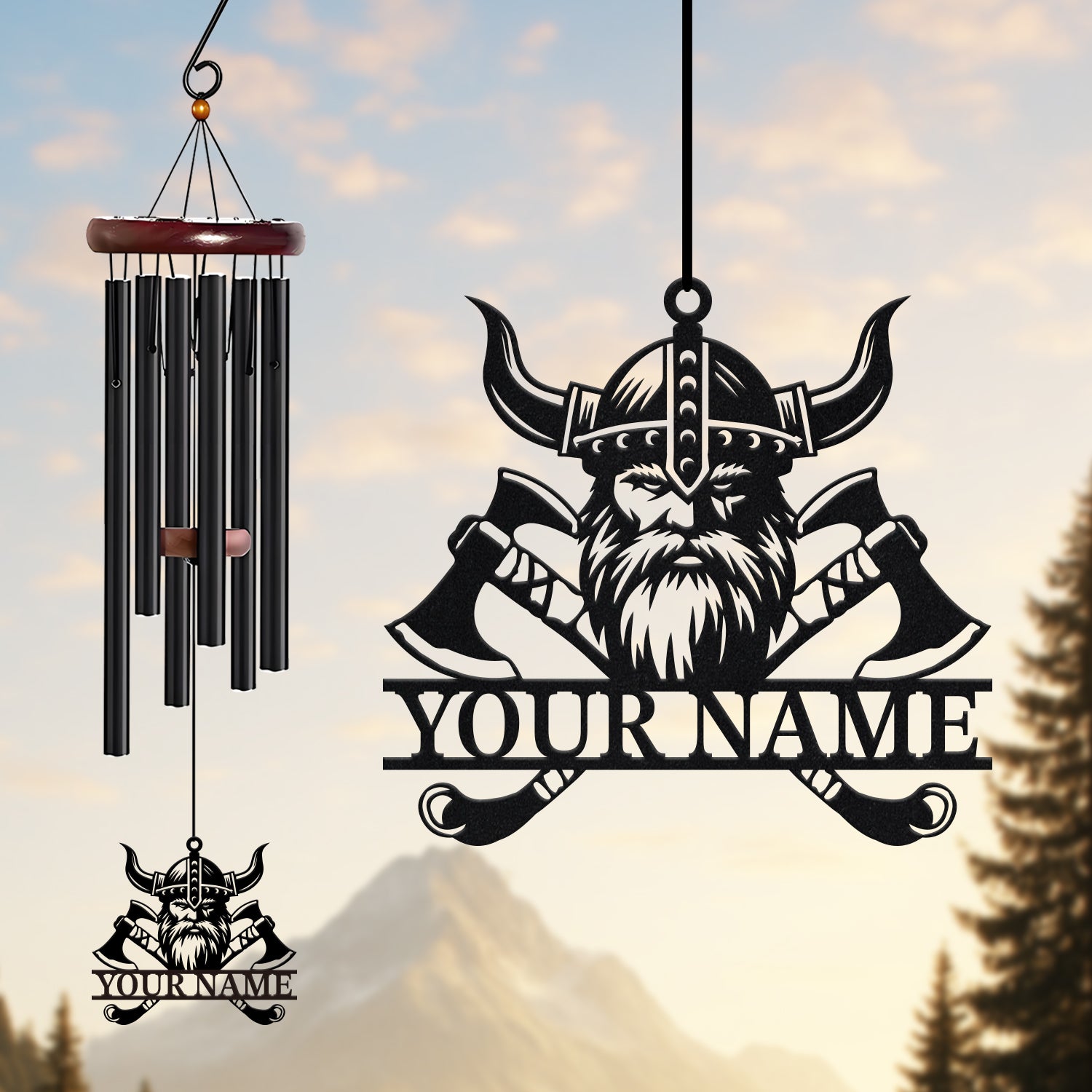 Personalized Viking Warrior Wind Chime