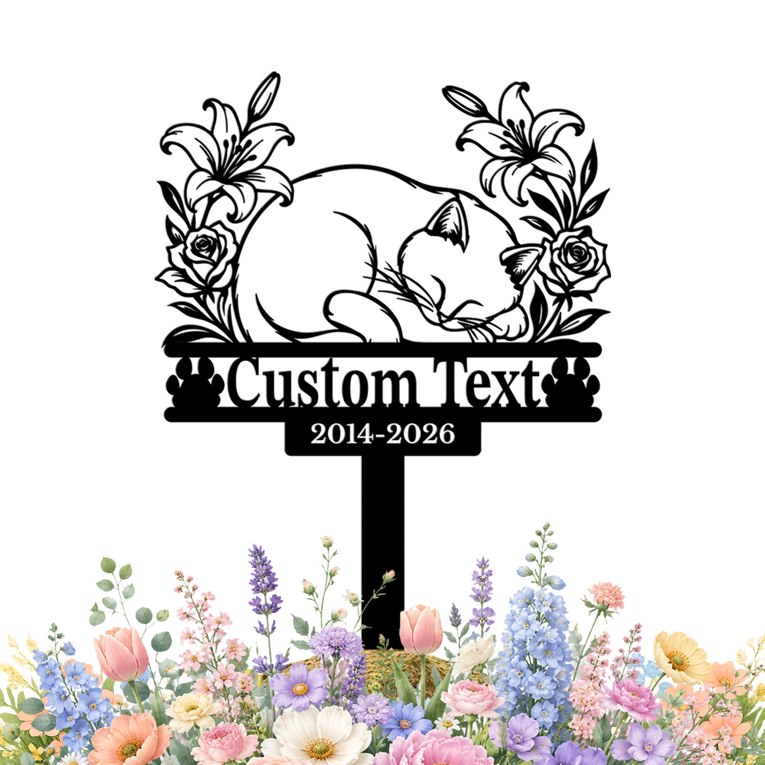 Personalized Cat Memorial Garden Stake | Custom Cat Memorial Metal Sign