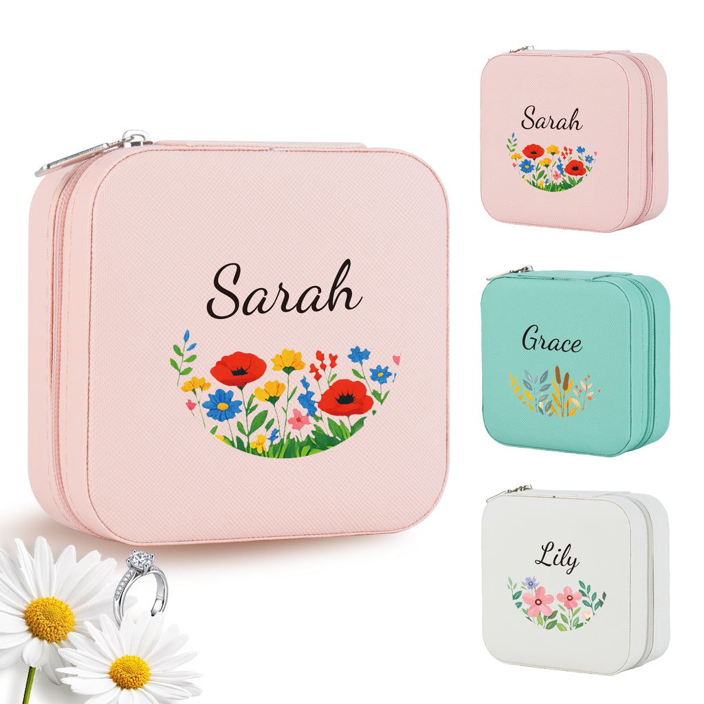Personalized Colorful Floral Jewelry Box