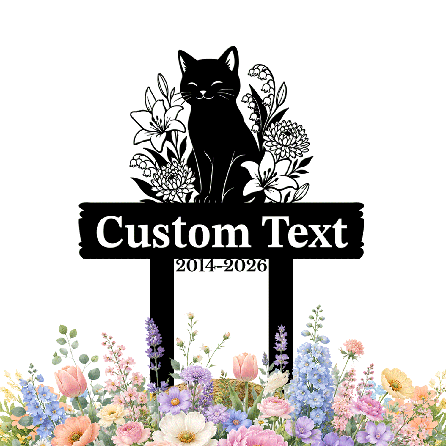 Personalized Cat Memorial Garden Stake | Custom Cat Memorial Metal Sign