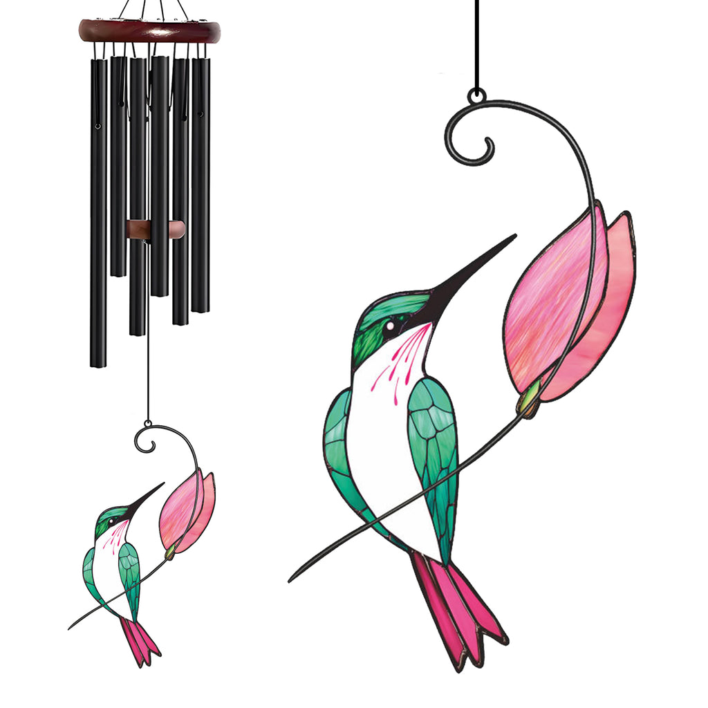 Hummingbird Pink Flower Wind Chime – Style Wind 367