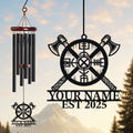 Personalized Viking Axe Shield Wind Chime
