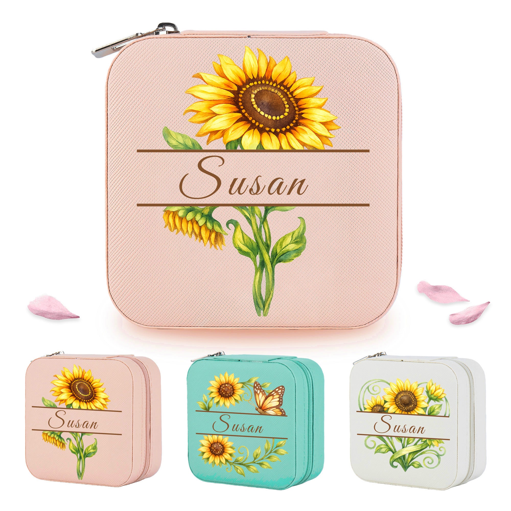 Personalized Sunflower Jewelry Box for Her