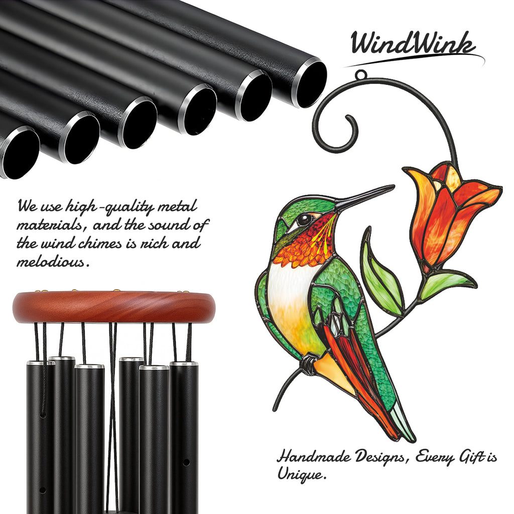 Hummingbird Orange Flower Wind Chime – Style Wind 366