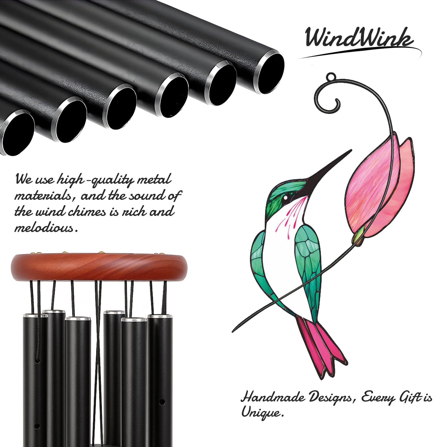 Hummingbird Pink Flower Wind Chime – Style Wind 367