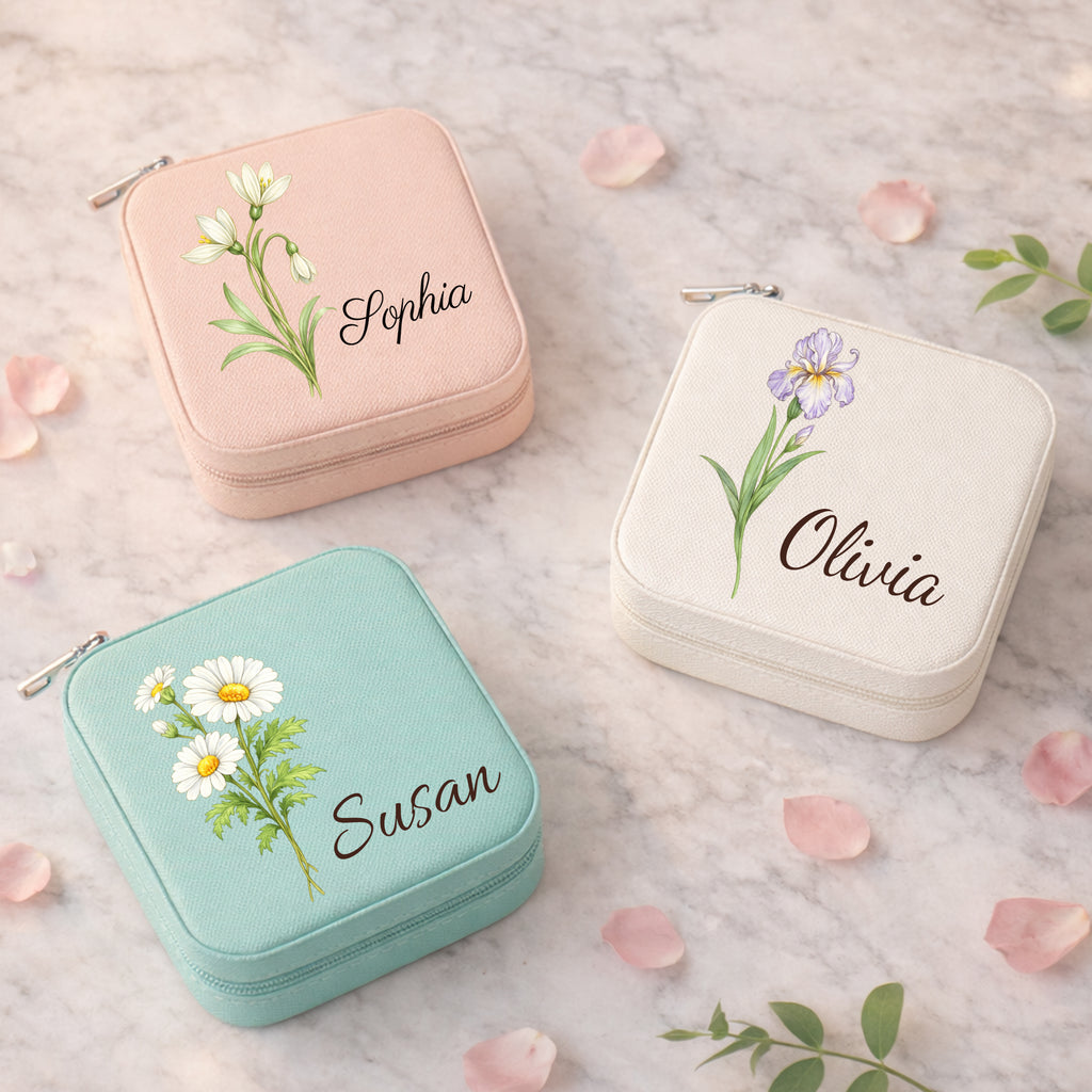 Personalized Birth Flower Jewelry Box for Her