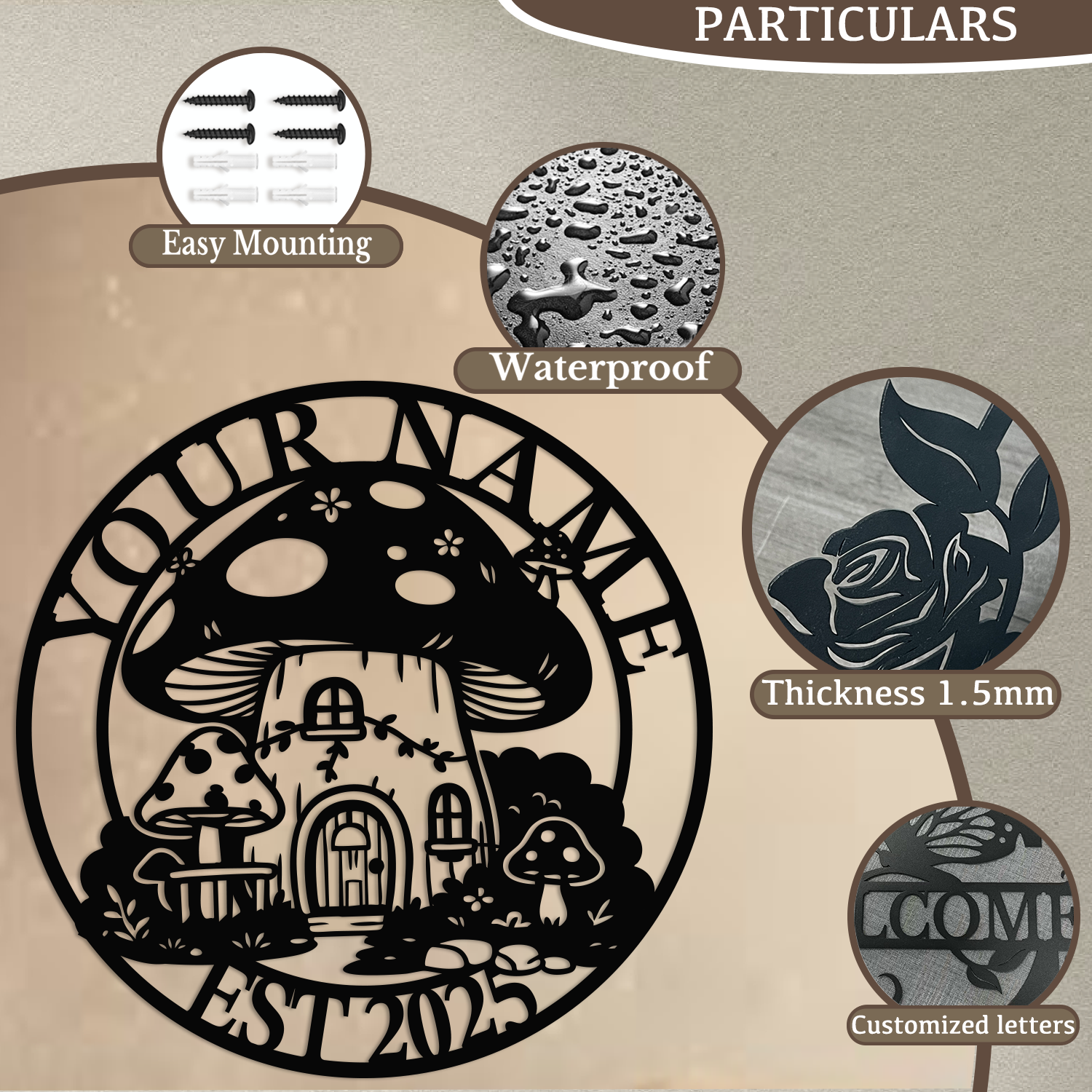 Personalized Mushroom House Metal Sign