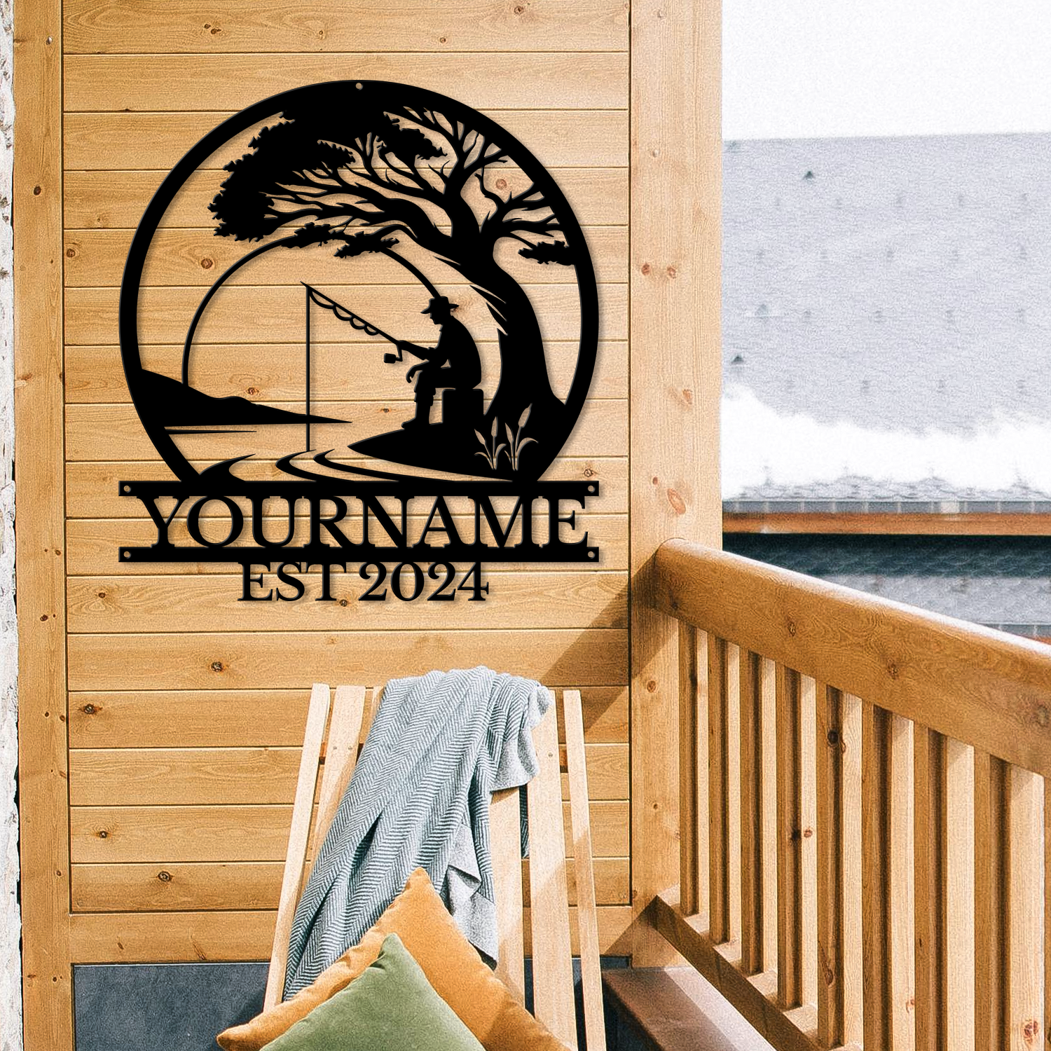 Personalized Fishing Metal Sign – Custom Name Wall Decor