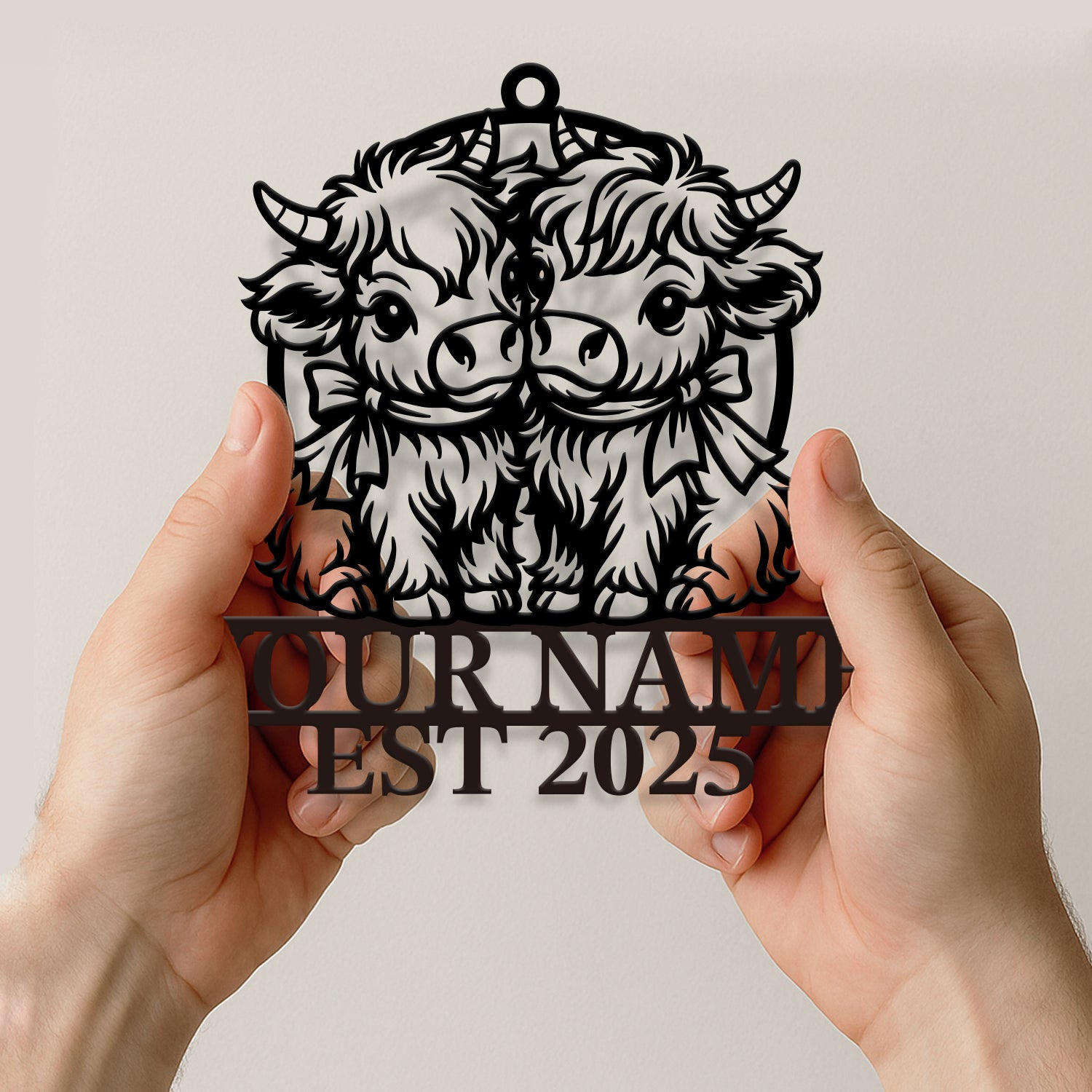 Personalized Highland Cow Couple Wind Chime