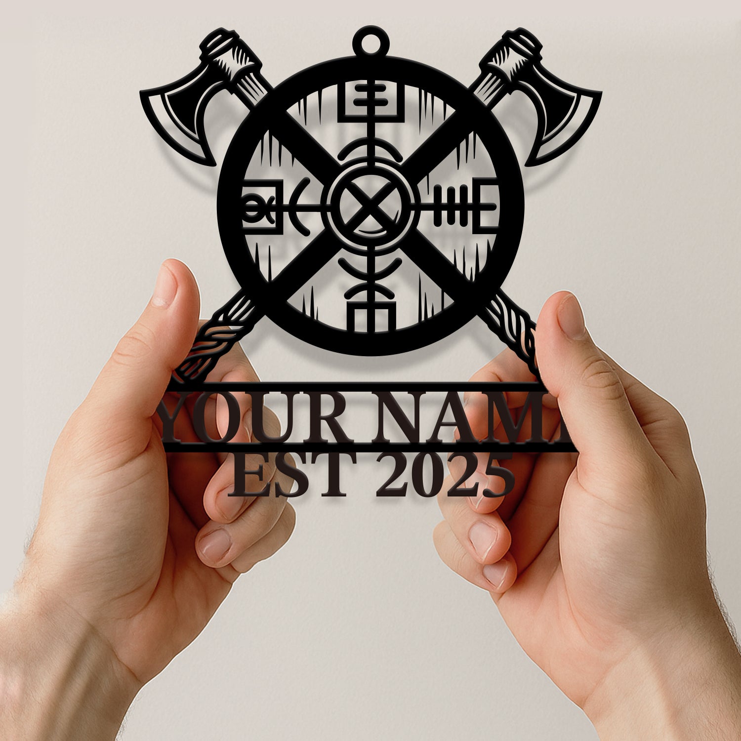Personalized Viking Axe Shield Wind Chime