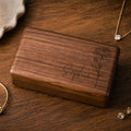 Personalized Wooden Jewelry Box with Name and Birth Flower