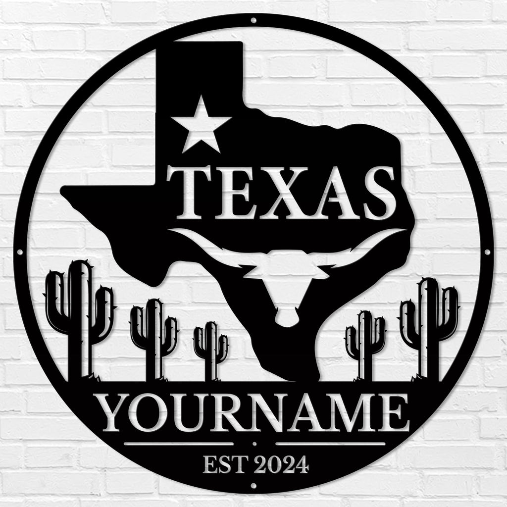 Personalized Texas Metal Sign – Custom Name Wall Decor