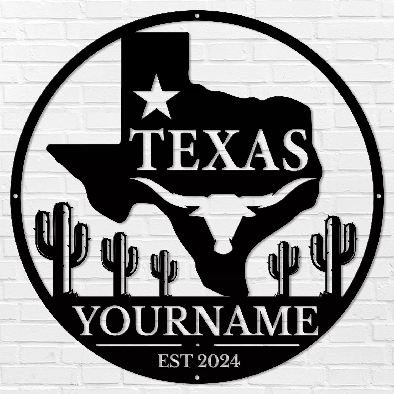 Personalized Texas Metal Sign – Custom Name Wall Decor